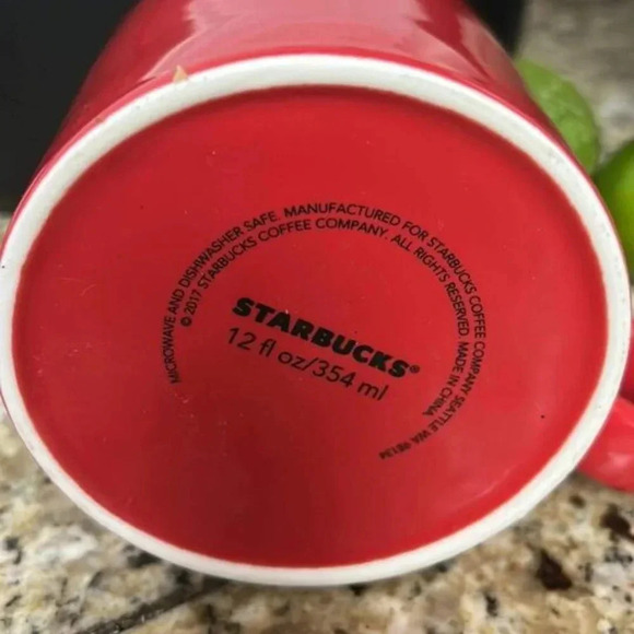 Vintage 2017 Starbucks Red Mug 12oz - Picture 3 of 4